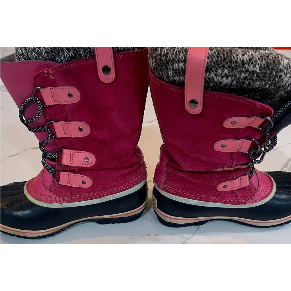 Sorel Sz 6 Kids Girls Joan of Arctic Winter Boots Pink Waterproof Womens 7.5 EUC